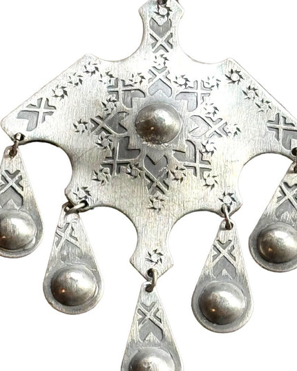 VINTAGE ROLF BUODD NORSK HANDARBEIDE PEWTER Large PENDANT  Mid century