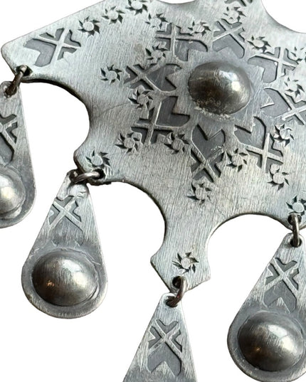 VINTAGE ROLF BUODD NORSK HANDARBEIDE PEWTER Large PENDANT  Mid century