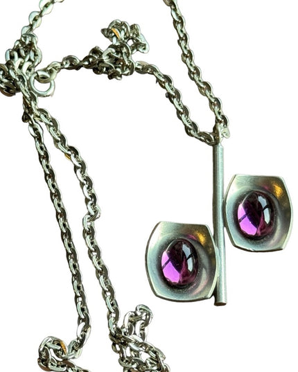 Denmark Mid Century Modern Pewter Necklace and Pendant by Jorgen Jensen