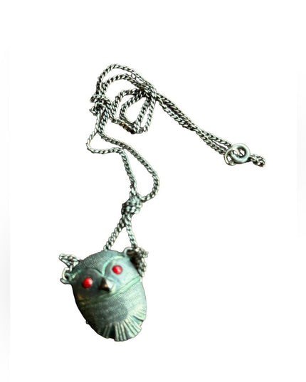 Vintage mid century NORDIC OWL pewter necklace