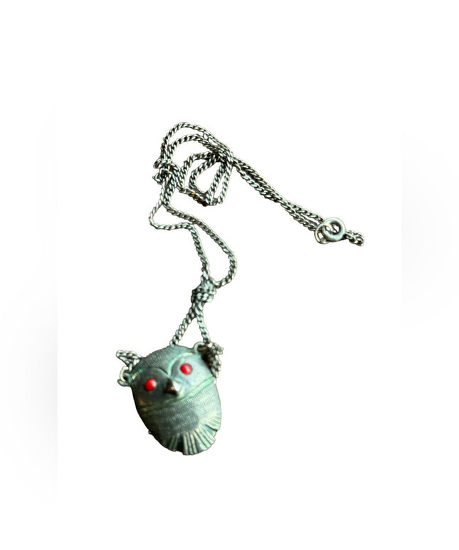 Vintage mid century NORDIC OWL pewter necklace