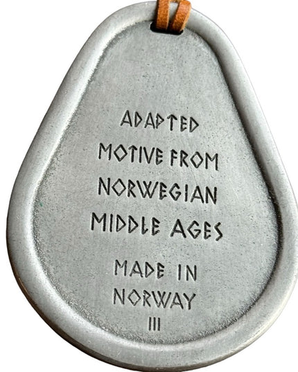 Vintage mid century large Nordic pendant necklace pewter