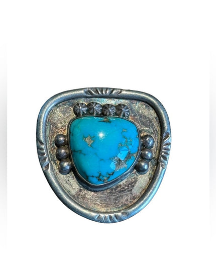 Vintage Navajo Sterling silver 925 Turquoise BOLO clip handmade Southwestern