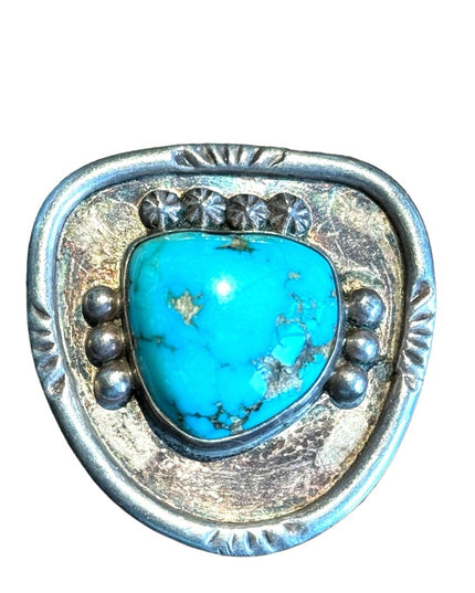 Vintage Navajo Sterling silver 925 Turquoise BOLO clip handmade Southwestern