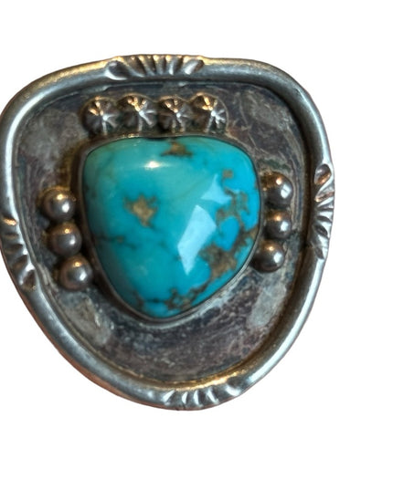 Vintage Navajo Sterling silver 925 Turquoise BOLO clip handmade Southwestern