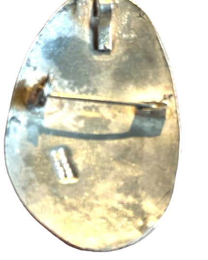 ISRAEL 1940 EILAT STONE STERLING SILVER FILIGREE BROOCH or Pendant