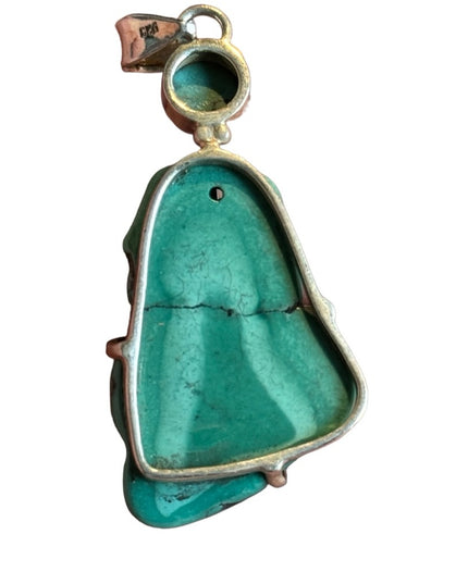 Sterling silver man made composite turquoise large pendant