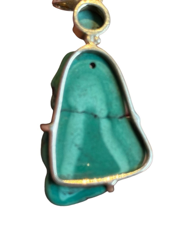 Sterling silver man made composite turquoise large pendant