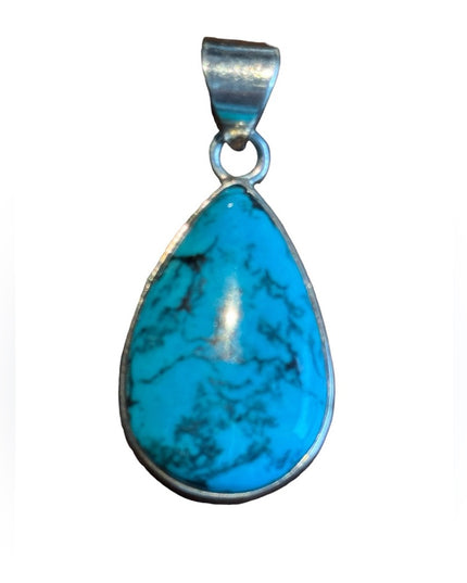 Sterling silver 925 Man made turquoise composite pendant southwestern style