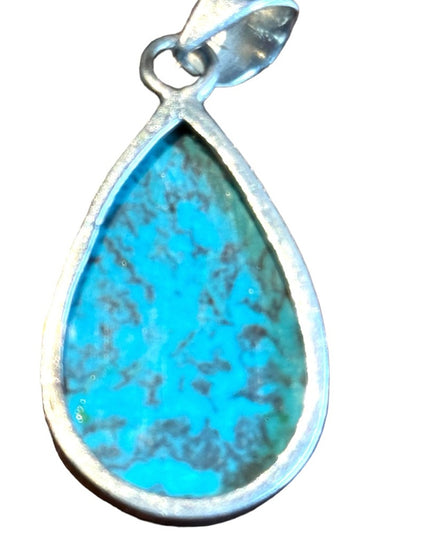 Sterling silver 925 Man made turquoise composite pendant southwestern style