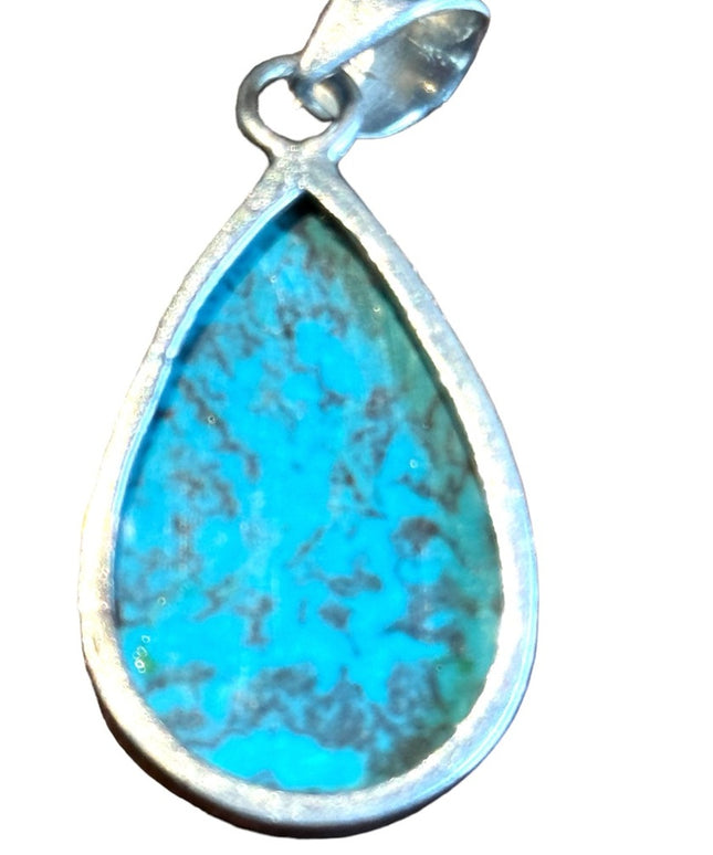 Sterling silver 925 Man made turquoise composite pendant southwestern style