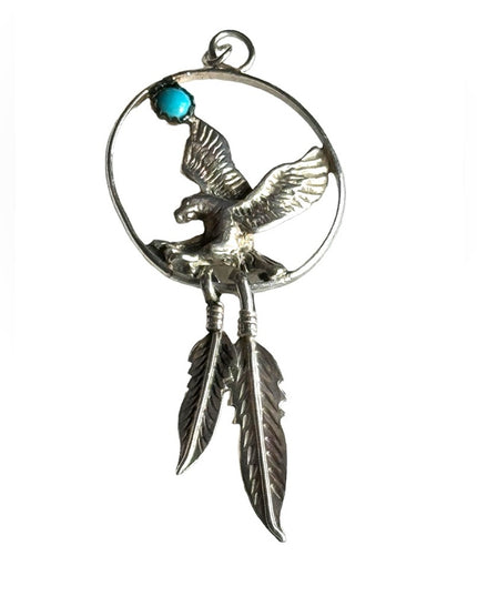 Vintage Native American Southwestern style eagle sterling 925 pendant