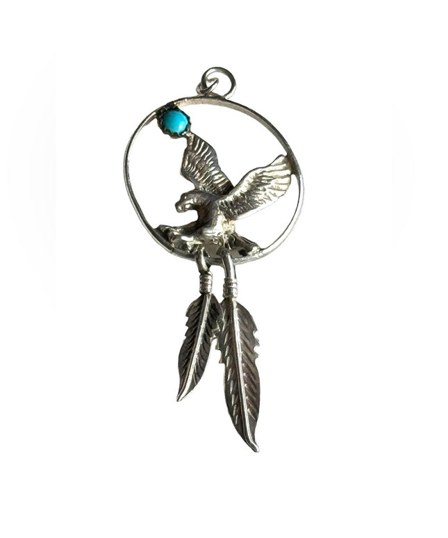 Vintage Native American Southwestern style eagle sterling 925 pendant