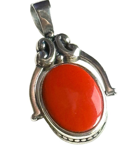 Silver finish southwestern style double side faux turquoise pendant