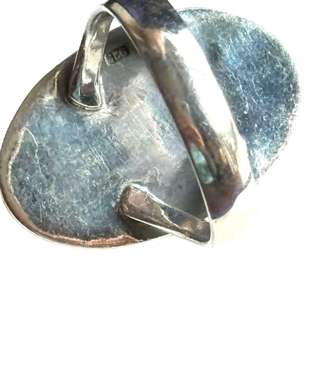 Vintage sterling silver 925 coral turquoise southwestern native american ring
