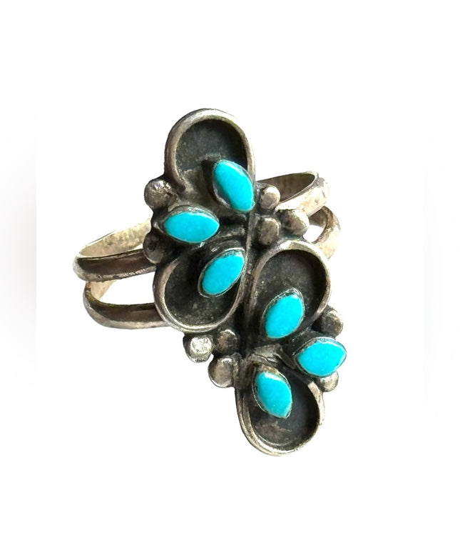 Vintage sterling silver 925 Southwestern Native American turquoise handmade ring