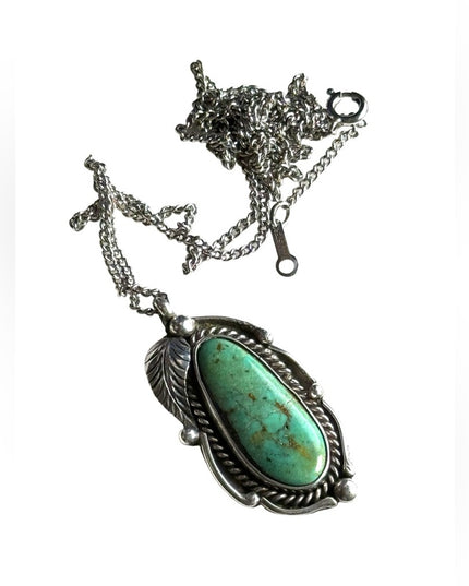 Vintage sterling silver 925 turquoise Southwestern Native American pendant