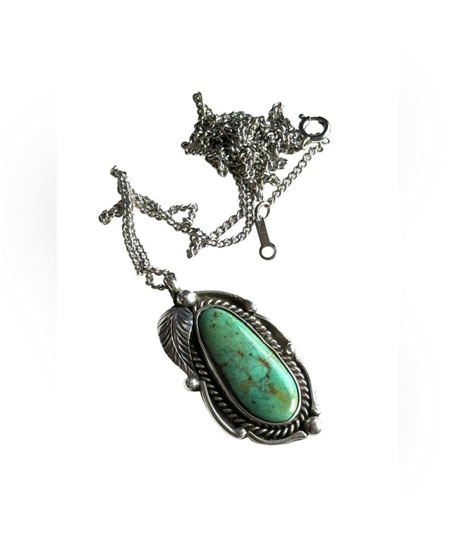 Vintage sterling silver 925 turquoise Southwestern Native American pendant
