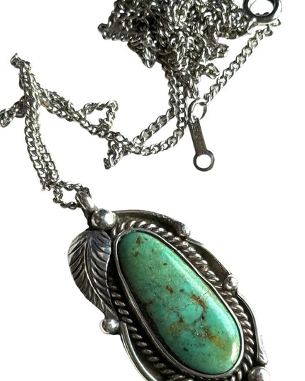 Vintage sterling silver 925 turquoise Southwestern Native American pendant
