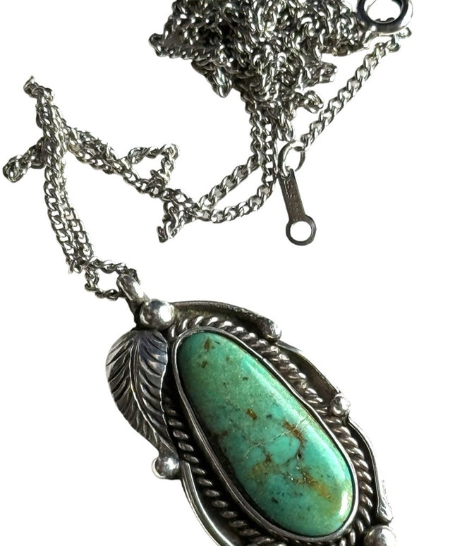 Vintage sterling silver 925 turquoise Southwestern Native American pendant