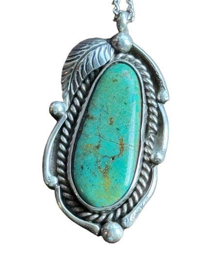 Vintage sterling silver 925 turquoise Southwestern Native American pendant