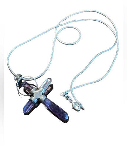 Sterlimg silver handmade amethyst cross necklace