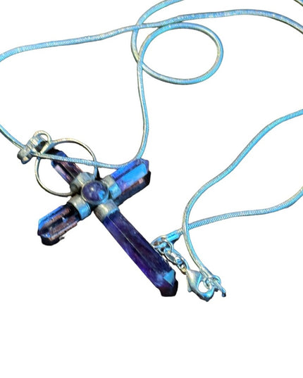 Sterlimg silver handmade amethyst cross necklace