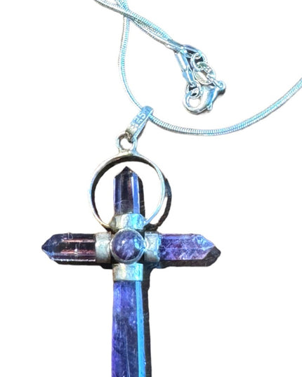 Sterlimg silver handmade amethyst cross necklace