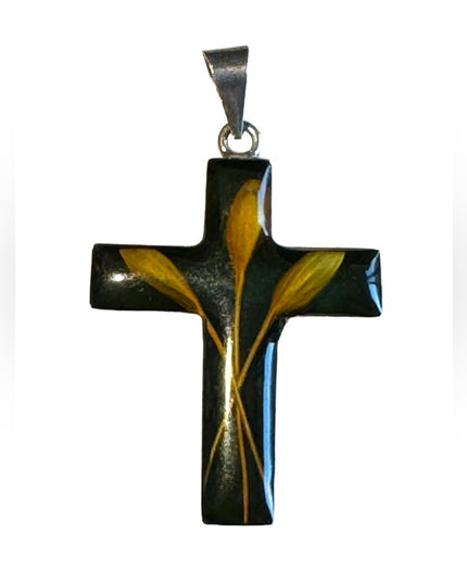 Vintage sterling silver Taxco Mexico glass handmade cross sterling ailver 925