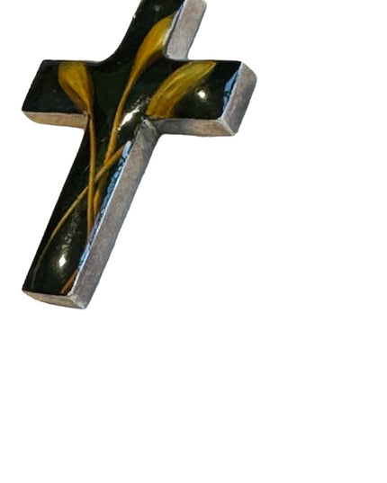 Vintage sterling silver Taxco Mexico glass handmade cross sterling ailver 925