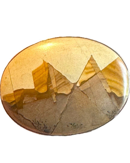Vintage picture JASPER stone brooch silver oval