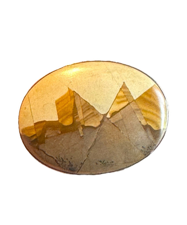Vintage picture JASPER stone brooch silver oval