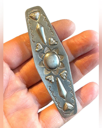 Vintage handmade native American Southwestern 925 sterling hair barette