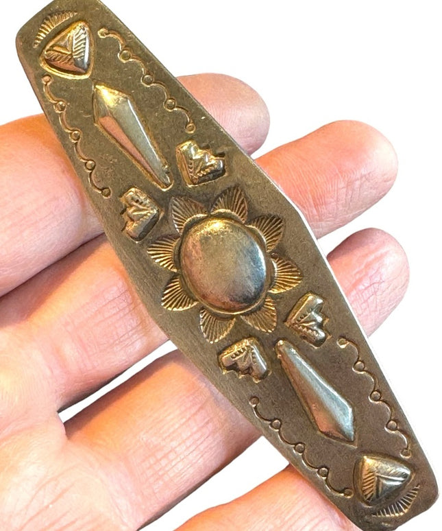 Vintage handmade native American Southwestern 925 sterling hair barette