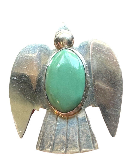 Vintage handmade Taxco Mexico MPB Eagle sterling stone brooch southwestern