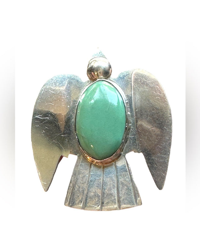 Vintage handmade Taxco Mexico MPB Eagle sterling stone brooch southwestern