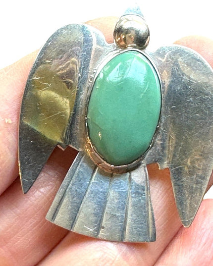 Vintage handmade Taxco Mexico MPB Eagle sterling stone brooch southwestern