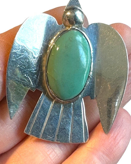 Vintage handmade Taxco Mexico MPB Eagle sterling stone brooch southwestern