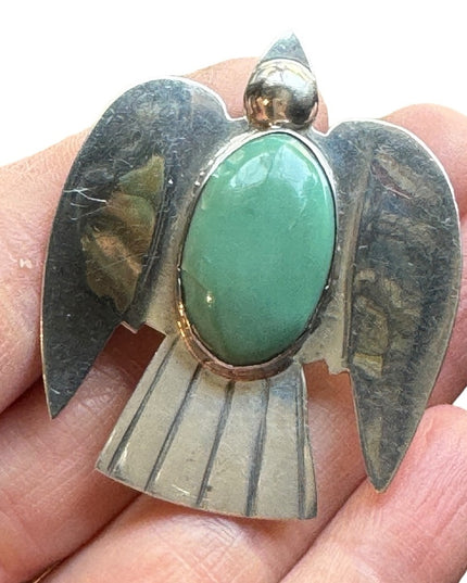 Vintage handmade Taxco Mexico MPB Eagle sterling stone brooch southwestern