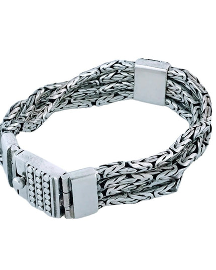 Chunky Sterling Silver Multi Byzantine Chain Bracelet Heavy  925 Silver Bali