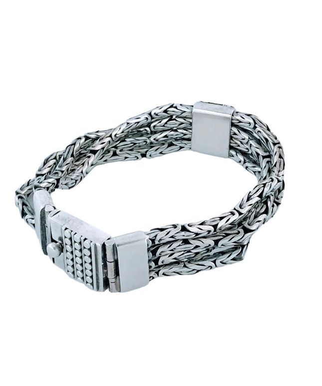 Chunky Sterling Silver Multi Byzantine Chain Bracelet Heavy  925 Silver Bali