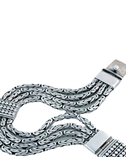 Chunky Sterling Silver Multi Byzantine Chain Bracelet Heavy  925 Silver Bali