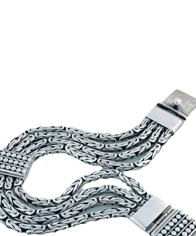 Chunky Sterling Silver Multi Byzantine Chain Bracelet Heavy  925 Silver Bali