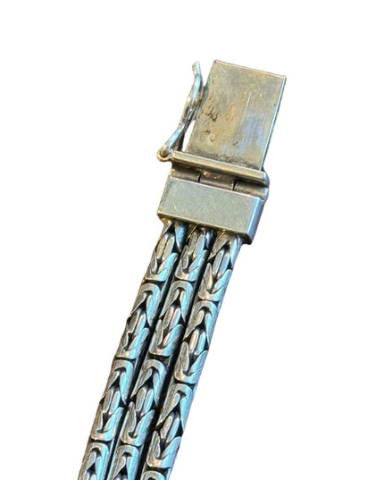 Chunky Sterling Silver Multi Byzantine Chain Bracelet Heavy  925 Silver Bali
