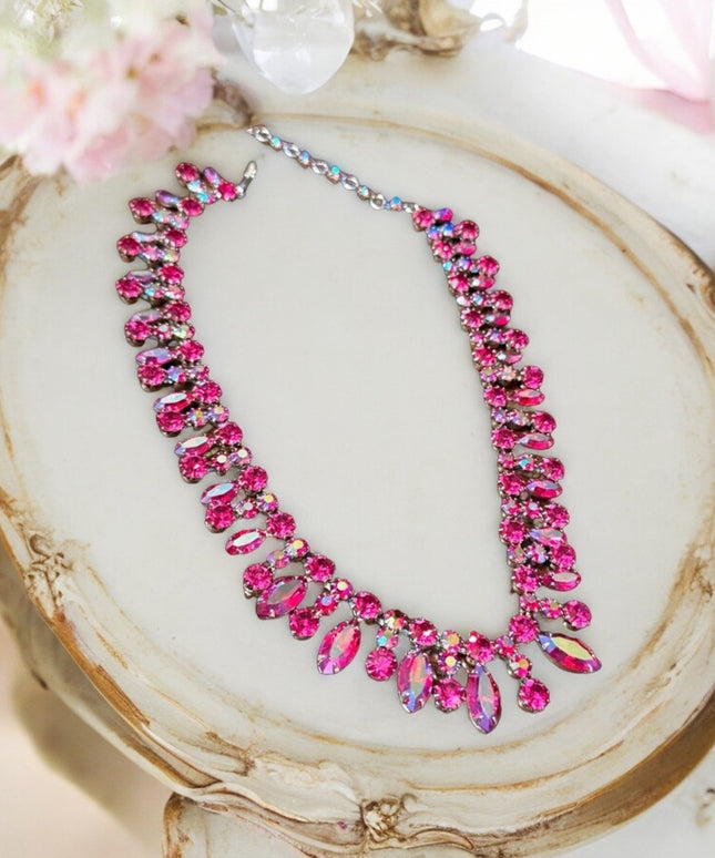 Vintage mid century RARE COLOR SHERMAN authentic fushia pink necklace PENDING