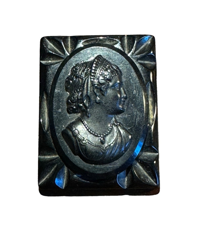 Vintage Black BAKELITE mourning cameo brooch