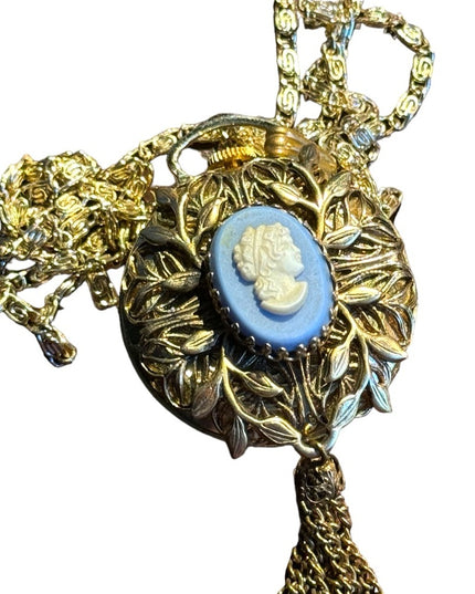 Vintage Harvestor Cameo pendant necklace watch