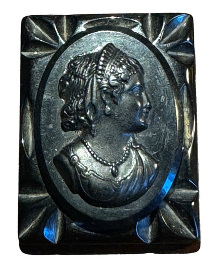 Vintage Black BAKELITE mourning cameo brooch
