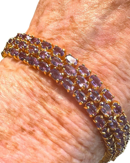 Stunning sterling silver 925 DBJ Amethyst gold plated tennis bracelet