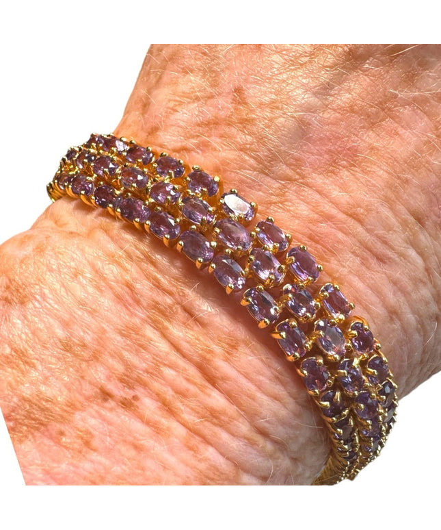 Stunning sterling silver 925 DBJ Amethyst gold plated tennis bracelet